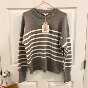 Philosophy Republic Clothing Gray and White Striped Crewneck Sweater NWT Size XL